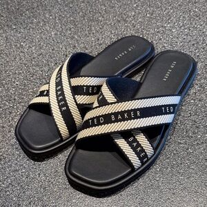 Ted Baker Women’s Black and Cream Slide Sandals